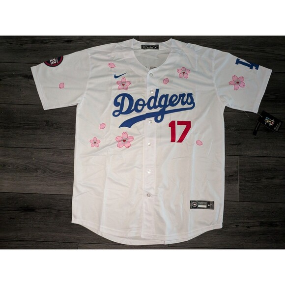 Los Angeles Dodgers Other - Shohei Ohtani #17 White Tokyo Series Cherry Blossom Stitched Dodgers Jersey XL